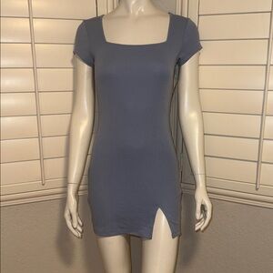 SO Blue Square Neck Mini Dress